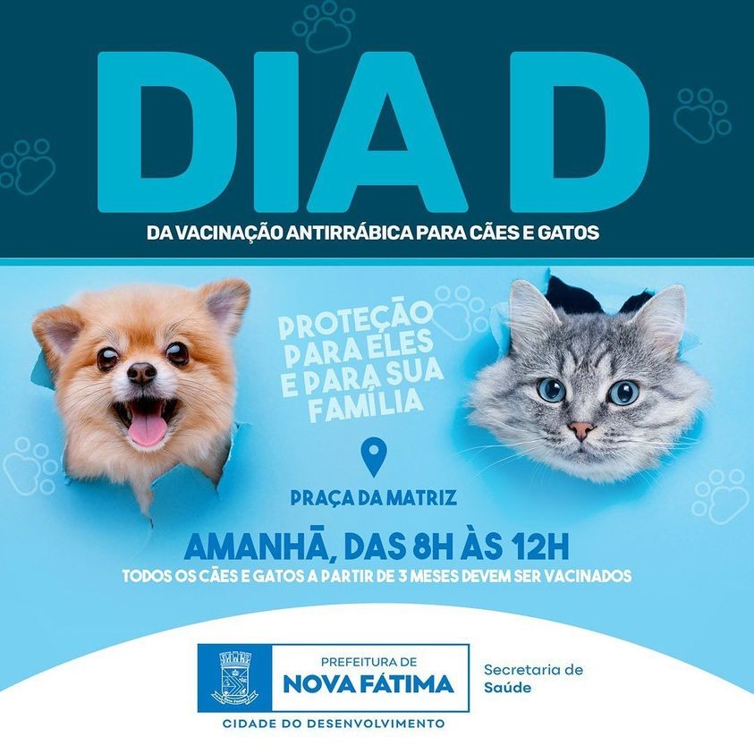 Dia da Vacinação Antirrábica para Cães e Gatos