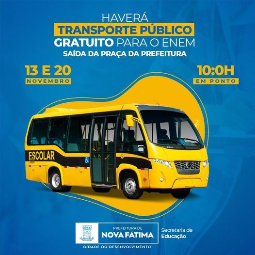 Transporte gratuito para o ENEM.