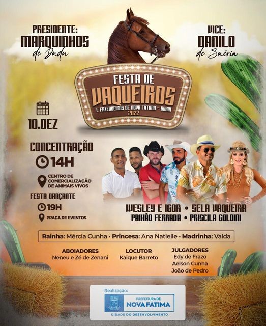 Programação da grande Festas de Vaqueiros e Fazendeiros